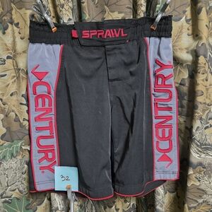 Sprawl x Century Men’s Black and Gray Training Shorts with Red Trim
